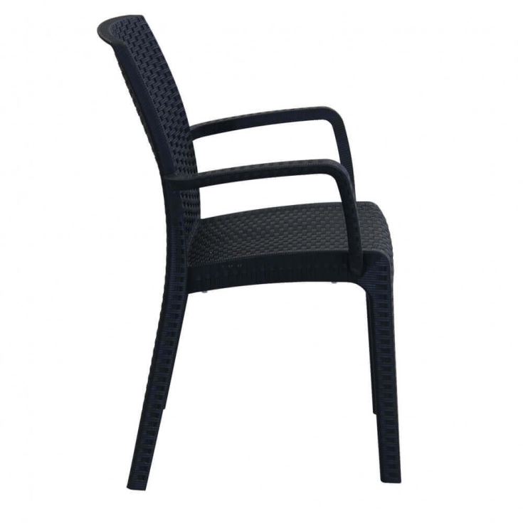 Sedia con braccioli in wicker Antracite 57x59x86cm - Indiana -5