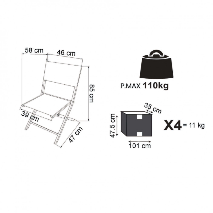 Sedia Georgia Pieghevole