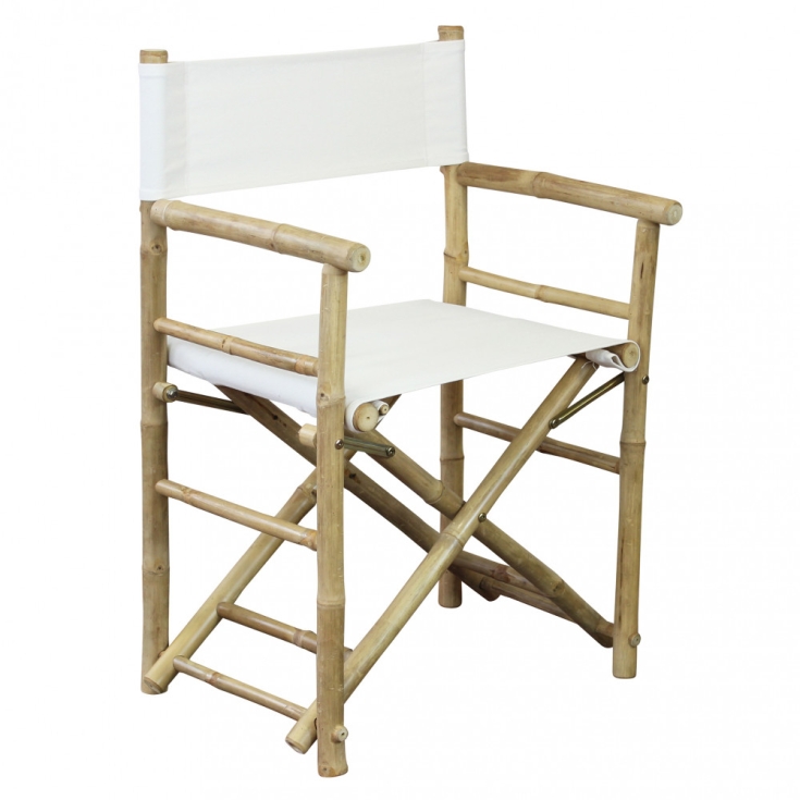 Sedia in bamboo modello regista bianca 60x44x88cm - Mojito -2