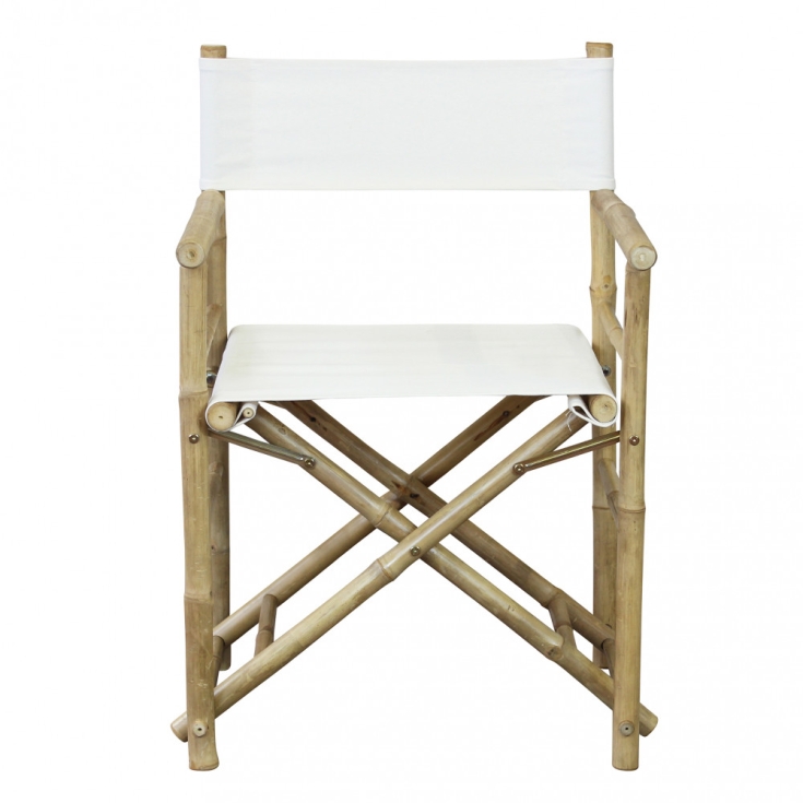 Sedia in bamboo modello regista bianca 60x44x88cm - Mojito -3