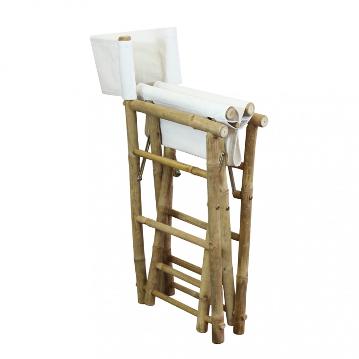 Sedia in bamboo modello regista bianca 60x44x88cm - Mojito -7