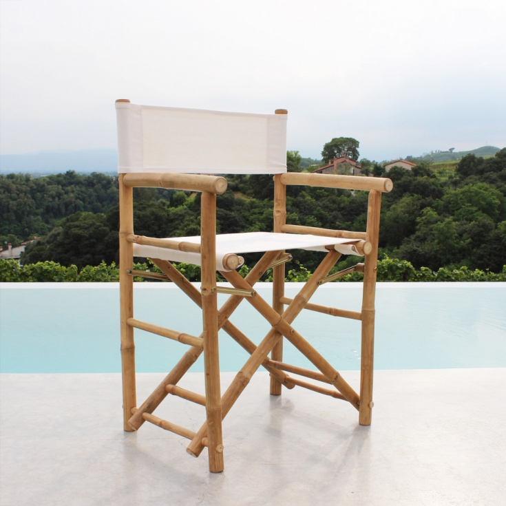 Sedia in bamboo modello regista bianca 60x44x88cm - Mojito -8