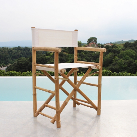 Sedia in bamboo modello regista bianca 60x44x88cm - Mojito -8