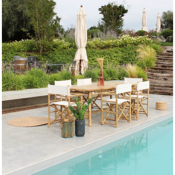 Sedia in bamboo modello regista bianca 60x44x88cm - Mojito -10