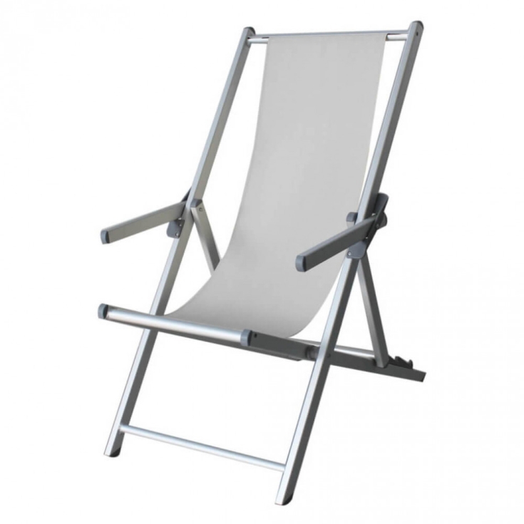 Sdraio Mare Textilene C/Braccioli Pieghevole Bianco 98x67.5x106cm