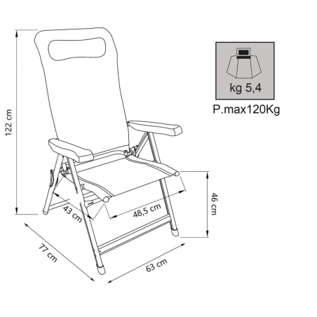 Poltrona Ischia Textilene Pieghevole Azzurro 77x63x118cm