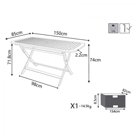 Tavolo Pieghevole 150x80 - Marrone -8