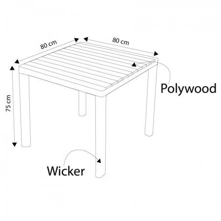 Tavolo Minorca 80x80 - Marrone -3