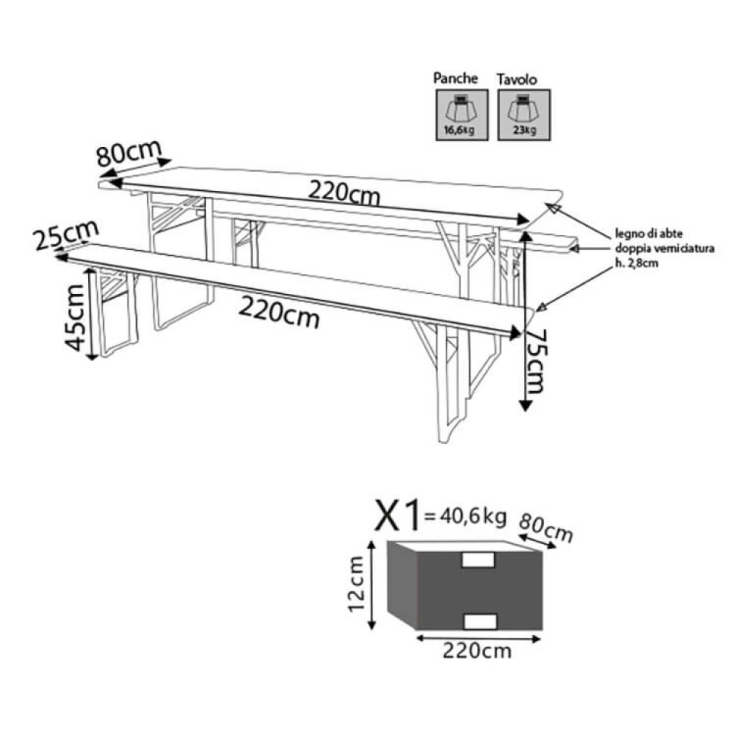 Set Birreria 220x80 - Marrone -4