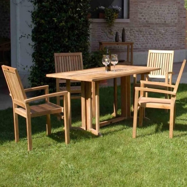 Tavolo Rettangolare Pieghevole Consolle 150x80 - Marrone -2