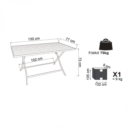 Tavolo Alabama 70x130 Pieghevole - Bianco -8