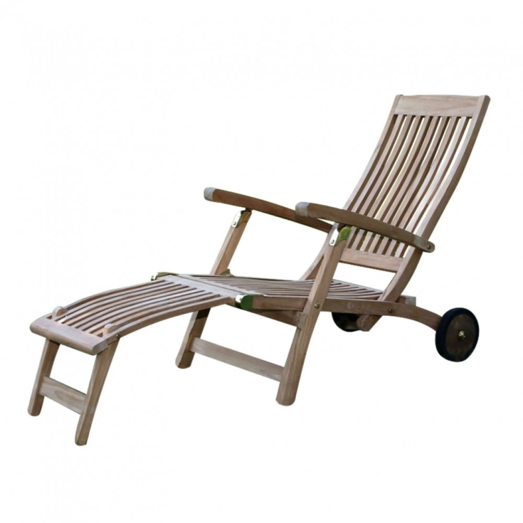 Lettino prendisole Marrone Legno STEAMER con ruote