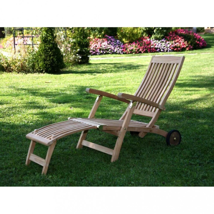 Lettino prendisole Marrone Legno STEAMER con ruote