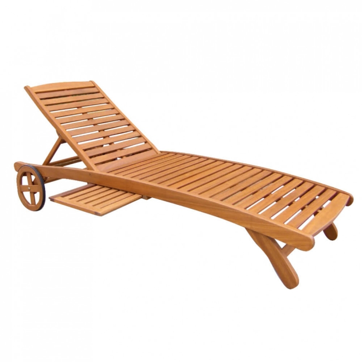 Lettino prendisole Marrone Legno con ruote