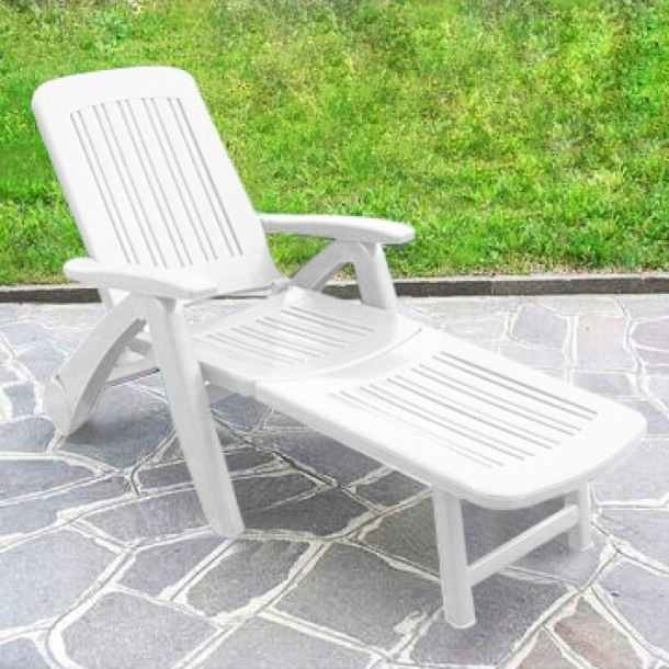 Lettino prendisole Bianco Plastica CANCUN con ruote