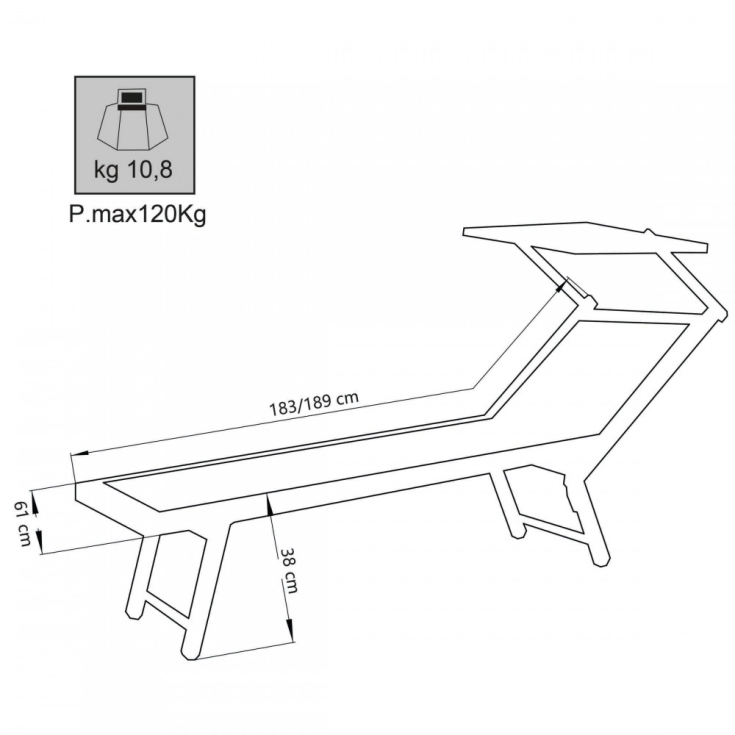 Lettino prendisole Bianco  RIMINI