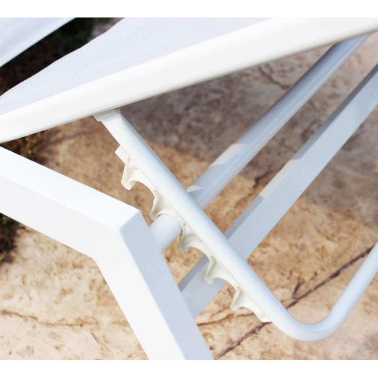 Lettino prendisole Bianco Alluminio FORMENTERA Impilabile -5