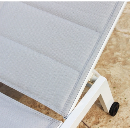 Lettino prendisole Bianco Alluminio FORMENTERA Impilabile -3