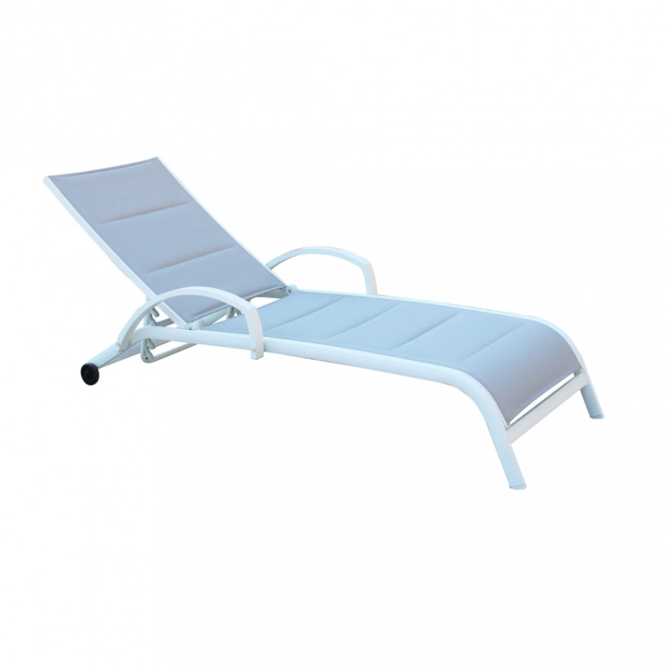 Lettino prendisole Bianco Alluminio MALAGA Impilabile -1