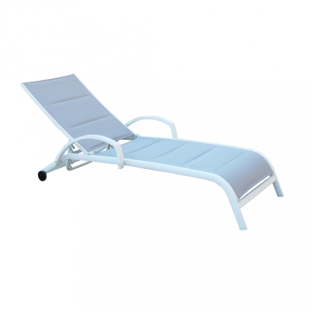 Lettino prendisole Bianco Alluminio MALAGA Impilabile -1