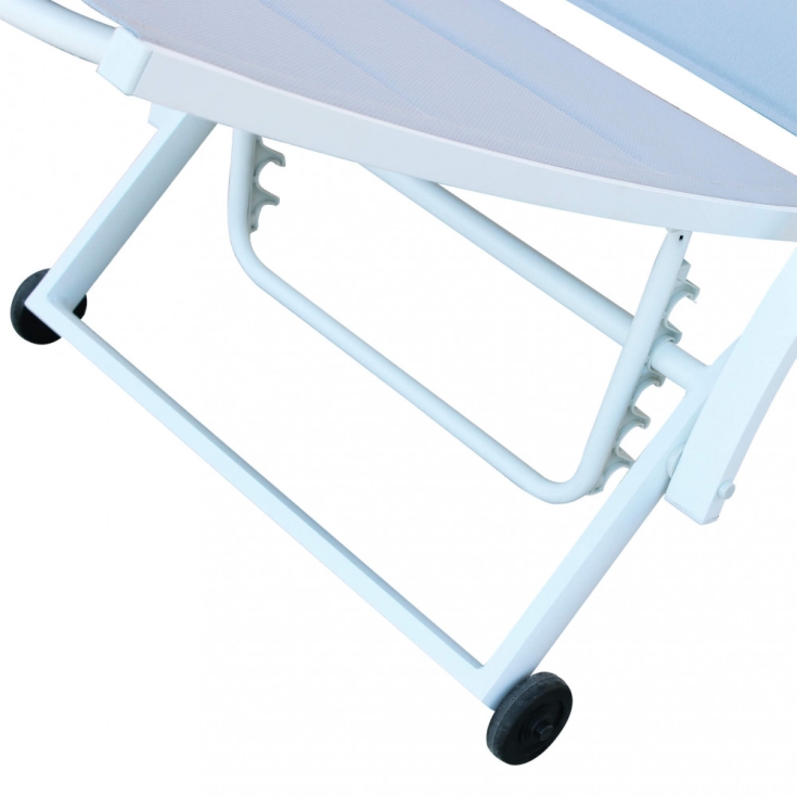 Lettino prendisole Bianco Alluminio MALAGA Impilabile -3