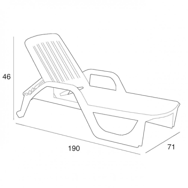 Lettino prendisole Bianco Policarbonato ZANZIBAR con ruote -3