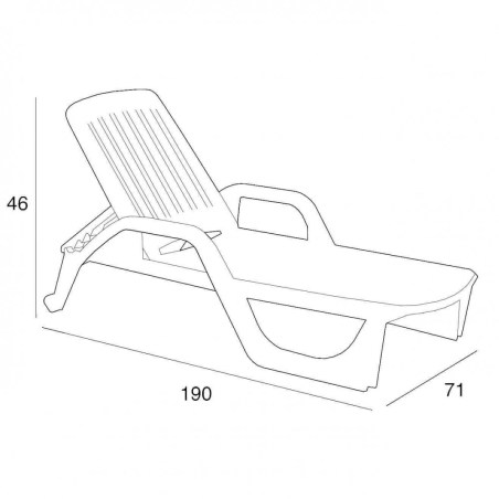 Lettino prendisole Bianco Policarbonato ZANZIBAR con ruote -3