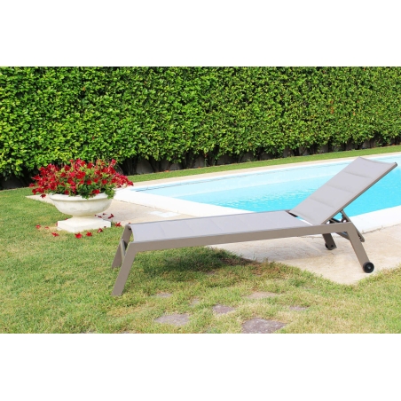 Lettino prendisole Taupe Alluminio FORMENTERA Impilabile -3