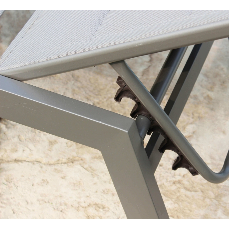 Lettino prendisole Taupe Alluminio FORMENTERA Impilabile -4