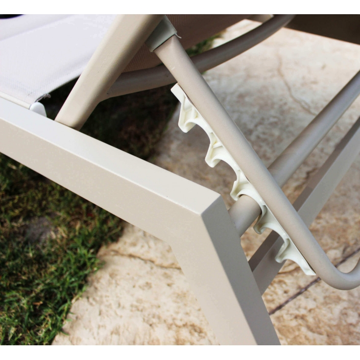 Lettino prendisole Tortora Alluminio FORMENTERA Impilabile -3