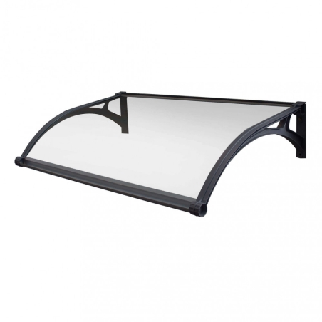 Pensilina 120x100 cm  con led copertura Trasparente struttura Grigio