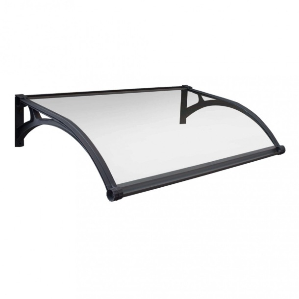 Pensilina 120x100 cm  con led copertura Trasparente struttura Grigio