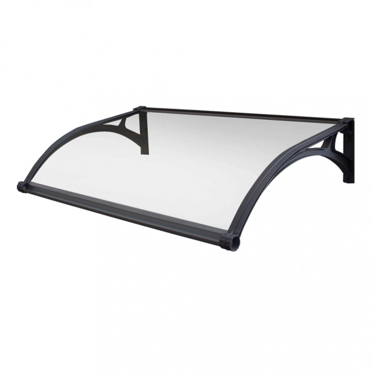 Pensilina 150x100 cm  con led copertura Trasparente struttura Grigio