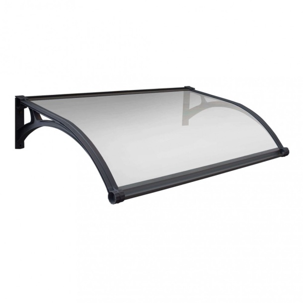 Pensilina 150x100 cm  con led copertura Semitrasparente struttura Grigio -1