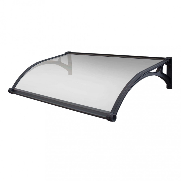 Pensilina 120x100 cm  con led copertura Semitrasparente struttura Grigio -4