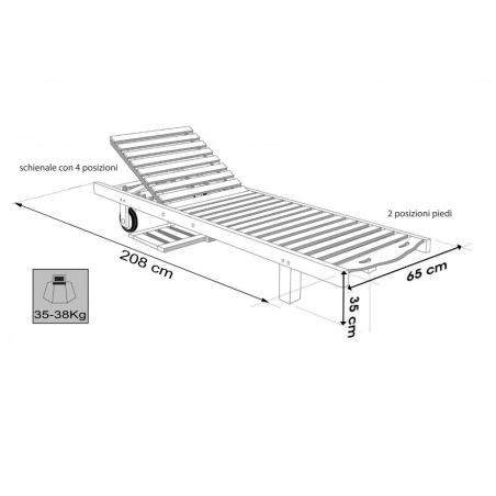 Lettino prendisole Marrone Legno LIDIA -3