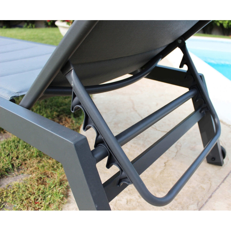 Lettino prendisole Antracite Alluminio FORMENTERA Impilabile -2