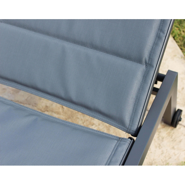 Lettino prendisole Antracite Alluminio FORMENTERA Impilabile -3
