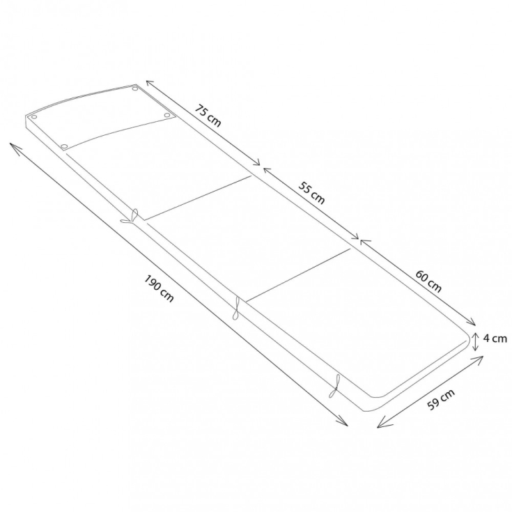Cuscino in Poliestere 195x59cm spesso 4cm sfoderabile Rosso Real