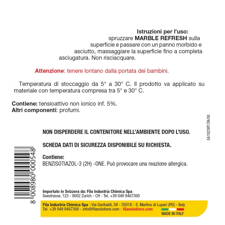 Spray detergente pulizia e rinnovo marmo Marble Refresh FilaFILA