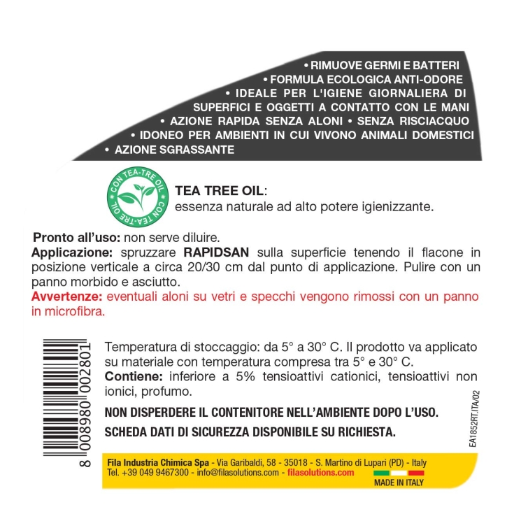 Spray igienizzante Rapidsan Eco 750ml FilaFILA
