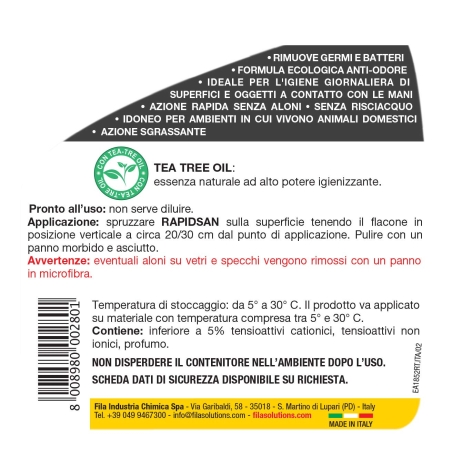 Spray igienizzante Rapidsan Eco 750ml FilaFILA