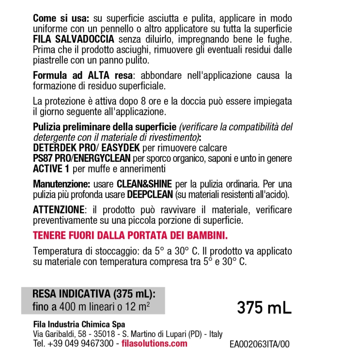 Salvadoccia Fila Anti ifiltrazione per docciaFILA