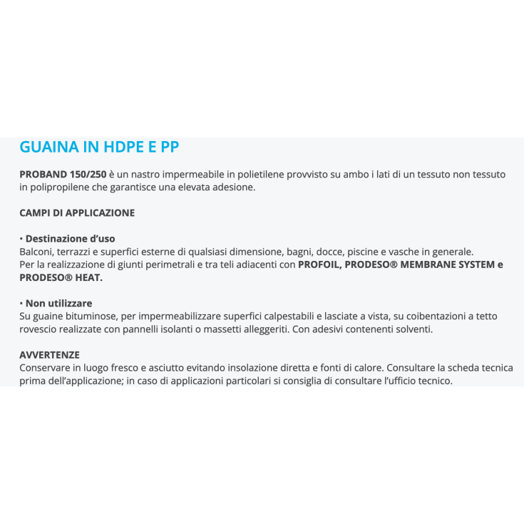 Nastro impermeabile in polietilene H15cm PROBAND Progress ProfilePROGRESS PROFILES
