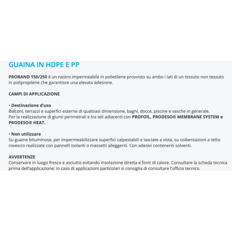 Nastro impermeabile in polietilene H15cm PROBAND Progress ProfilePROGRESS PROFILES