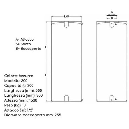 Serbatoio acqua per spazi ridotti 300 l PE atossico da esterno -2