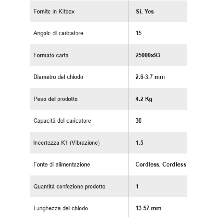 Chiodatrice per cemento 18V XR no batteriaDEWALT