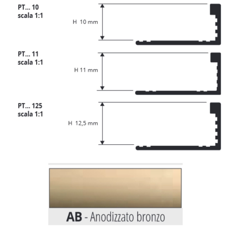 Profilo per rivestimenti 270 cm Proterminal Bronzo Progress Profiles -2