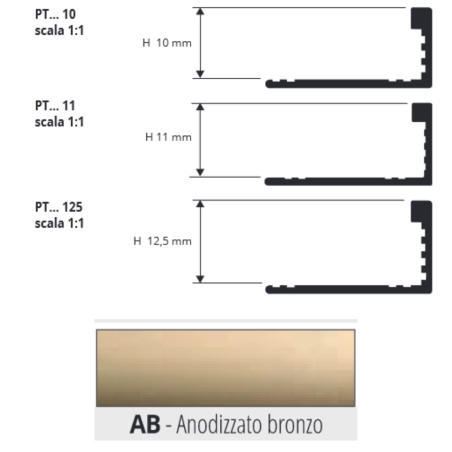 Profilo per rivestimenti 270 cm Proterminal Bronzo Progress Profiles -2