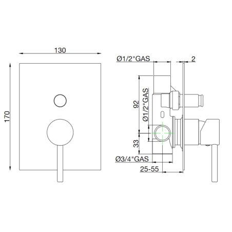 Miscelatore ad incasso per doccia Joy 1372 Gaboli -1
